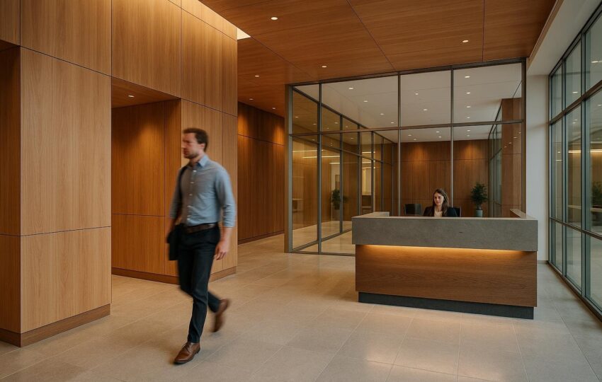 Recepcje i zabudowy biurowe z okładzinami ściennymi wysokiej klasy – poznaj rozwiązania stolarki inwestycyjnej, które robią efekt WOW w biurze.